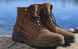 Product shot of Timberland boots that are designed to disassemble.