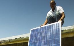 Solar panels being installed in Kenya.