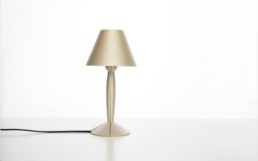 Product shot of a lamp made from biodegradable plastic, designed by bio-on.