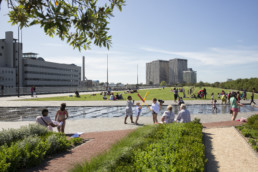 View of Rotterdam and their new resilient climate adaptation projects.