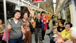 People on a Singaporean metro.