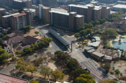 Aerial view of Tshwane and their new public transportation system.