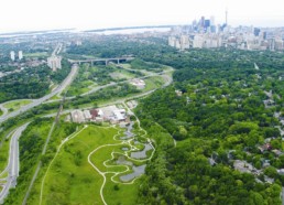 Aerial view of Toronto and its parks.