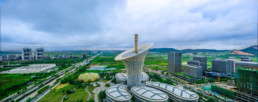 Aerial view of Wuhan and their new lean energy research center.