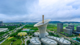 Aerial view of Wuhan and their new lean energy research center.