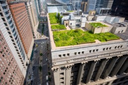 Aerial view of Chicago's financial district.