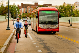 Public transportation and bikers in Washington D.C.