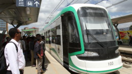 Public transportation tram in Addis Ababa.