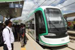 Public transportation tram in Addis Ababa.