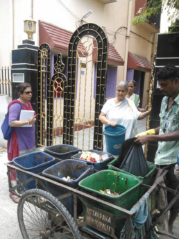 Men separating waste in Kolkata, India.