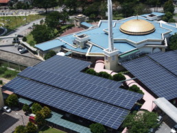 Solar panels installed on top of buildings in Kuala Lumpur.