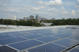 Solar panels installed on a rooftop in Orlando.