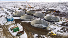 Aerial view of a carbon neutral aquaculture.