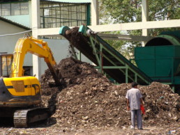 Man in New Delhi working in a compost plant.