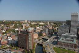 Aerial view of Providence and its retrofitted buildings.