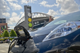 Electric vehicle charging in Seattle.