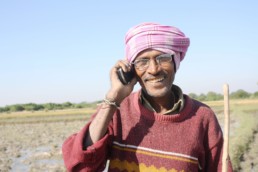 Man using a telephone.