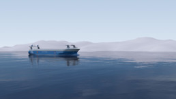 The Kongsberg cargo ship, a new type of shipping using zero emissions.