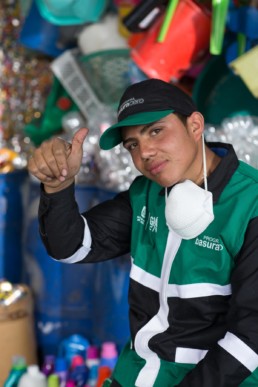 Informal recycling worker in Bogotá.