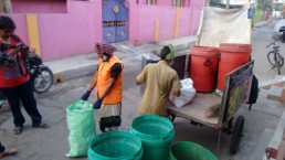 Chennai citizens collecting trash and recycling.