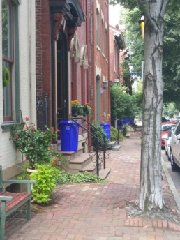 Street view of Pittsburgh and their new recycling program.