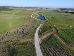 Road running through farm land in Ringkøbing-Skjern.