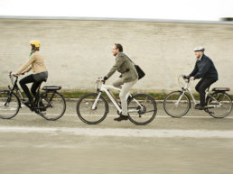 People riding their bikes in Denmark.