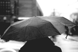 Man using an umbrella in Frederiksberg Municipality.