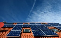 Solar panels on an orange roof