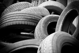 Used tyres ready for re-tyring